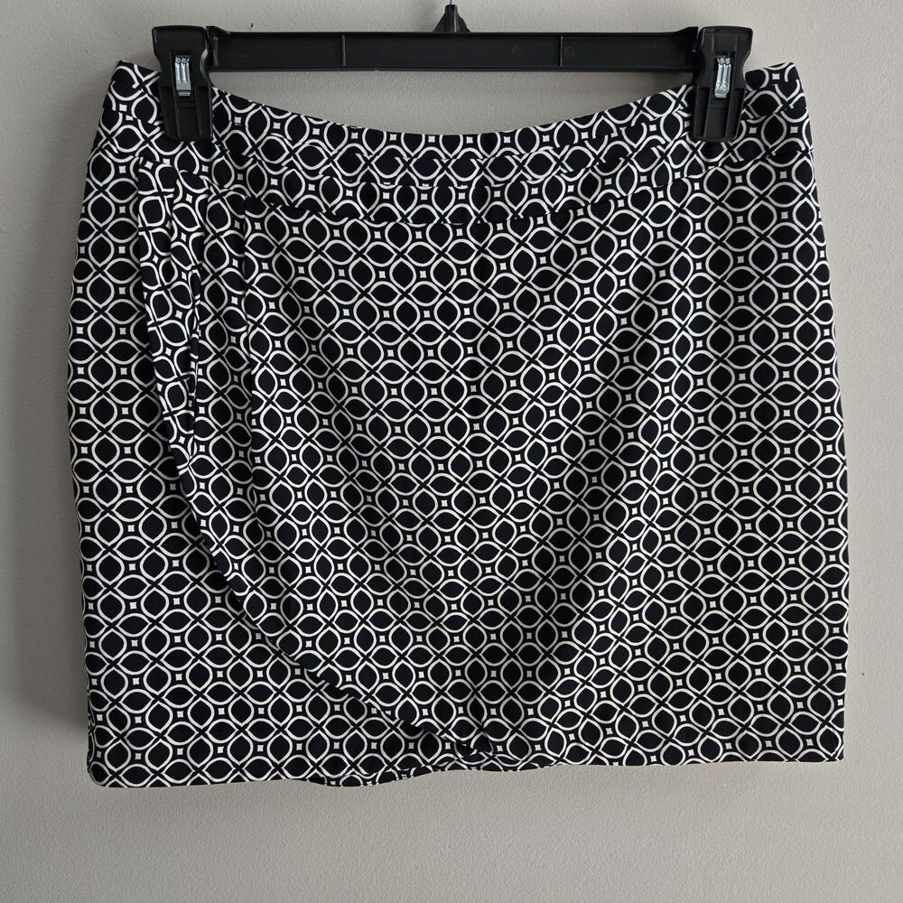 Banana Republic Factory Size 12 Geometric Print Mini Skirt  Navy Blue  & White